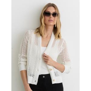 REISS Star Open-Knit Button-Through Cardigan